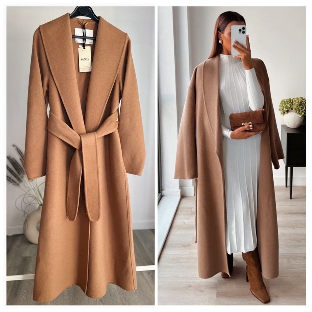 Iconic Mango 76% Wool Handmade Belted Coat Old Money